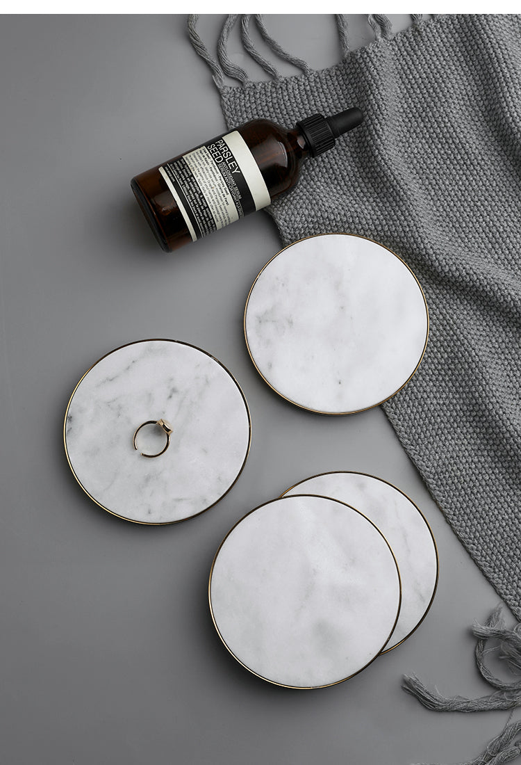 Nordic Style Natural Marble Coaster – White