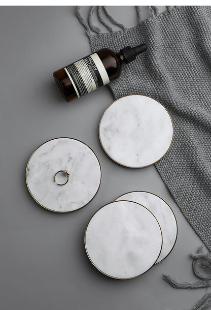Nordic Style Natural Marble Coaster – White