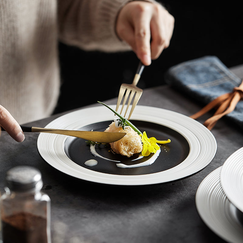 Equator Series Black Porcelain Dinner Plates – 8", 9.5" & 10"