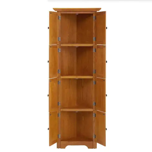 72" 4-Tier Corner Kitchen Pantry Cabinet – Tall Storage with 8 Doors & Adjustable Shelves