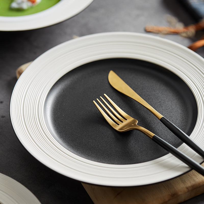 Equator Series Black Porcelain Dinner Plates – 8", 9.5" & 10"
