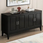 Black 4-Door Sideboard Storage Cabinet with Gantry