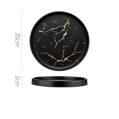 Marble Pattern Ceramic Dinner Plate – Modern Luxury Tableware