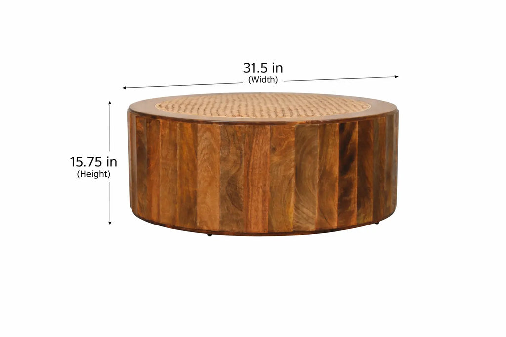 Saffron Rattan Coffee Table – Golden Teak Finish - Avivra
