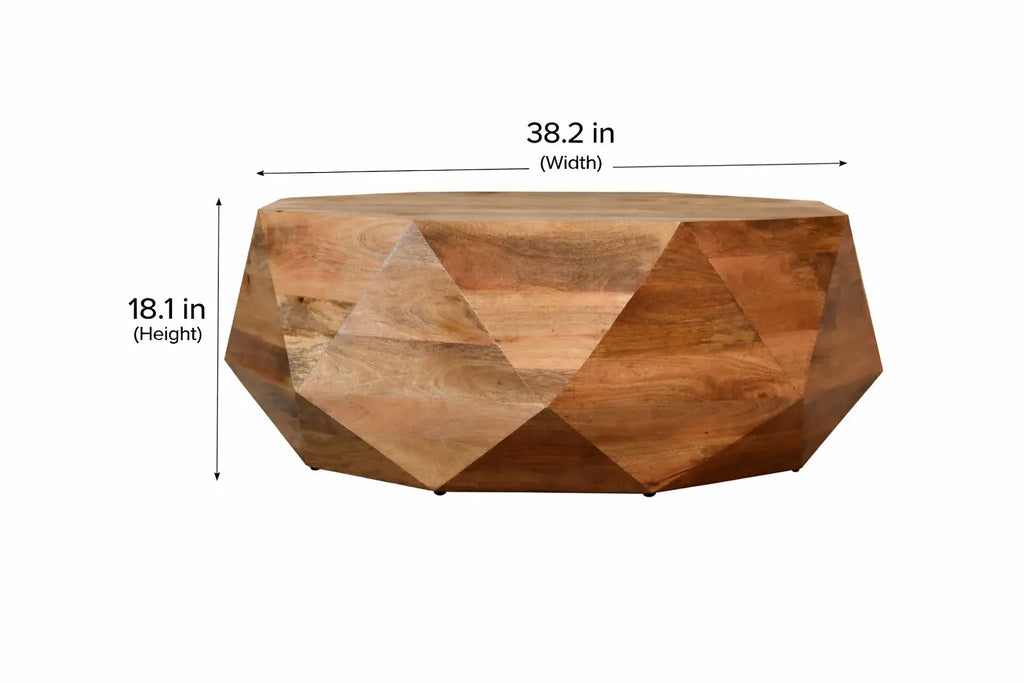 Geometric Round Solid Wood Coffee Table - Avivra