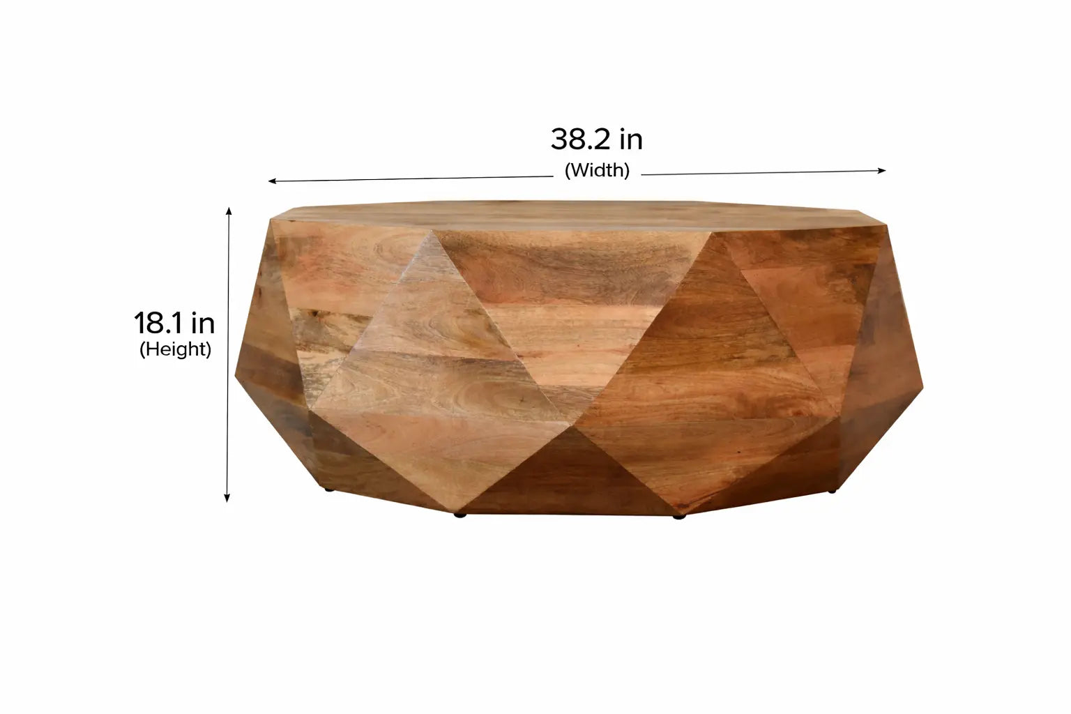 Geometric Round Solid Wood Coffee Table - Avivra