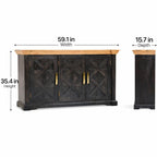 Regal Ash Black Rustic Sideboard | Ash Black & Oak Finish - Avivra