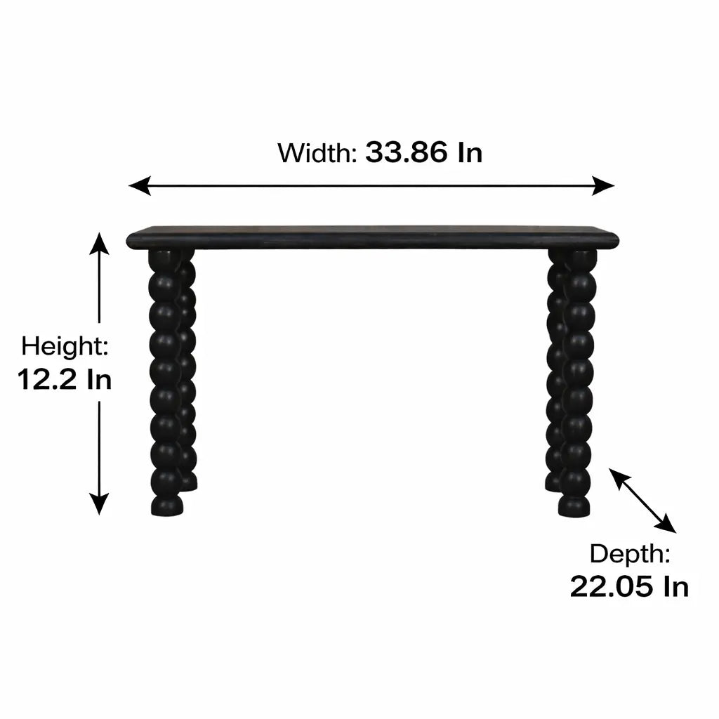 Spindle Linear Console – Carbon Ash Solid Mango Wood - Avivra