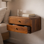 Floating Curved Chestnut Nightstand