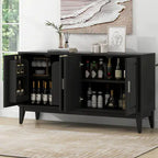 Black 4-Door Sideboard Storage Cabinet with Gantry