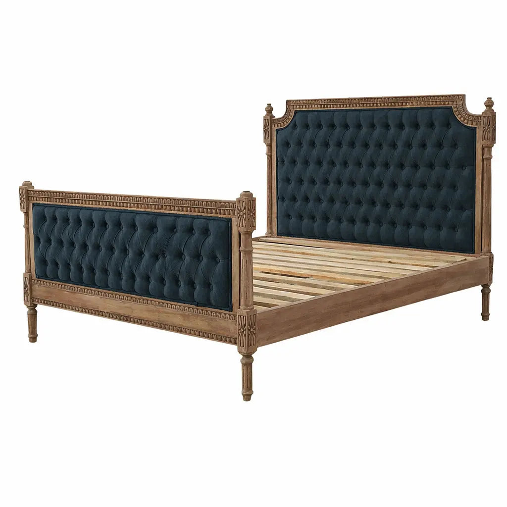 Lana Grey Deep Button Upholstered Bed Avivra