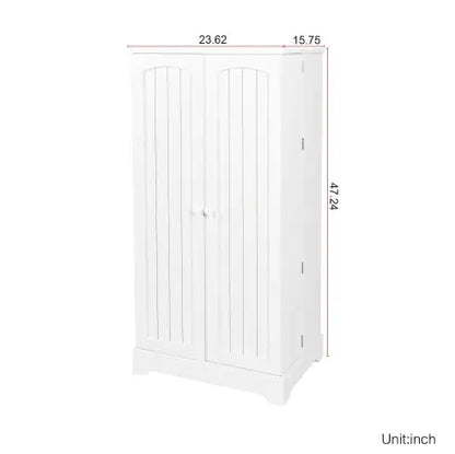 White Freestanding Kitchen Storage Cabinet with Adjustable Shelves