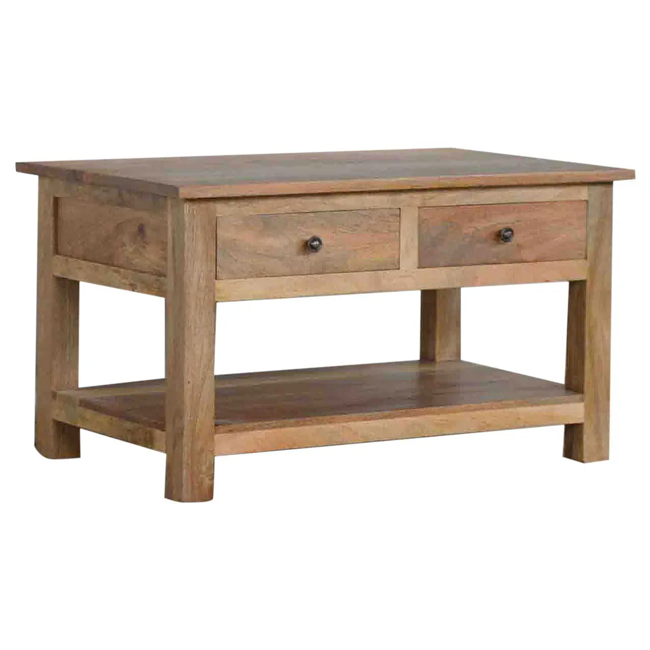 Oak-ish Country Coffee Table – 4 Drawer Storage - Avivra