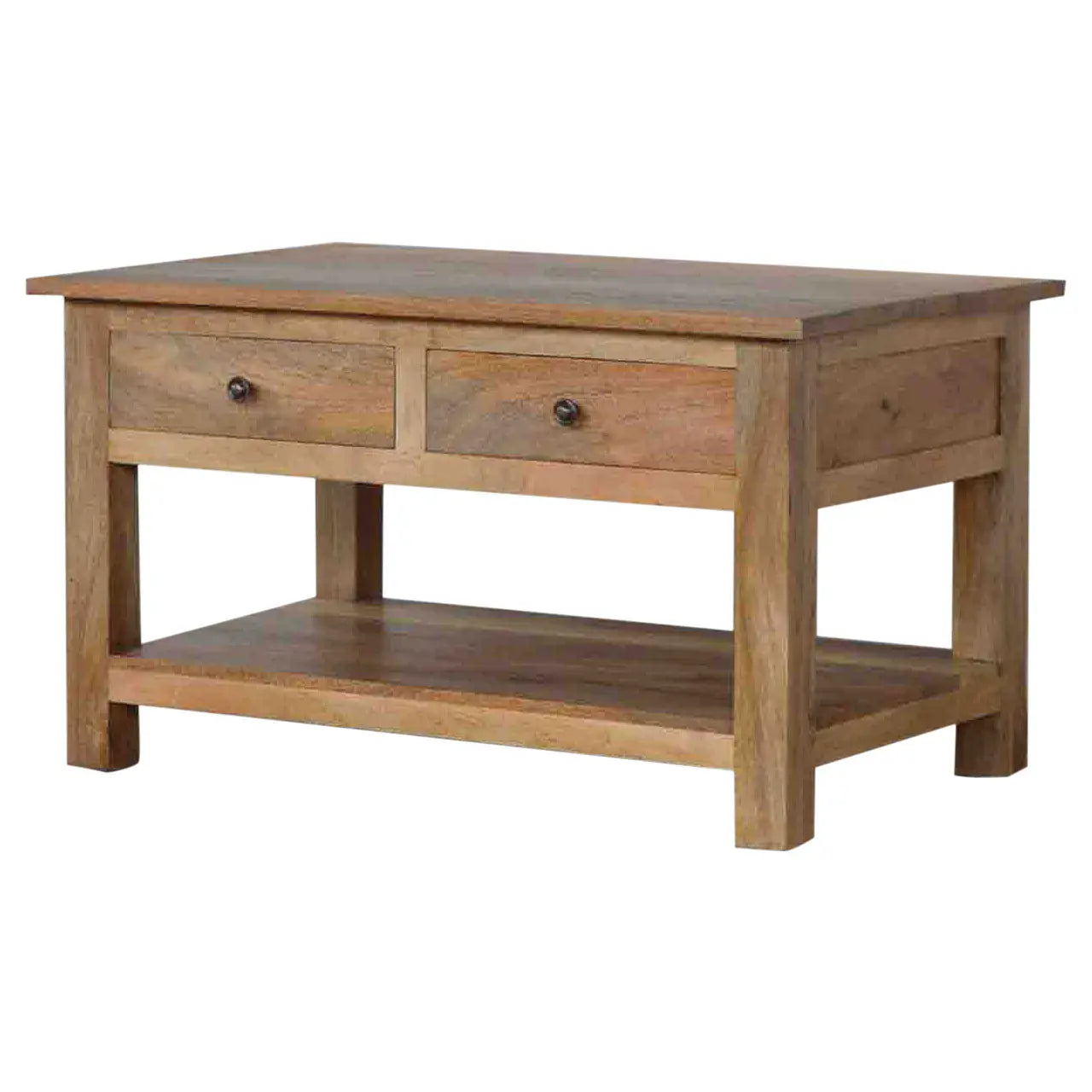 Oak-ish Country Coffee Table – 4 Drawer Storage - Avivra