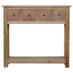 4 drawer country console table in oak finish