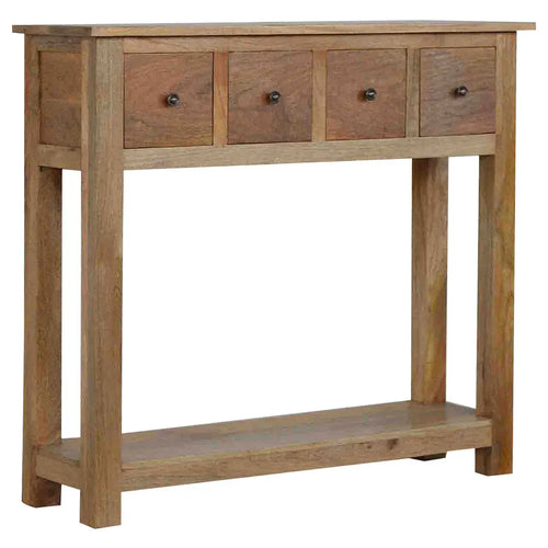 solid mango wood hallway console table with shelf