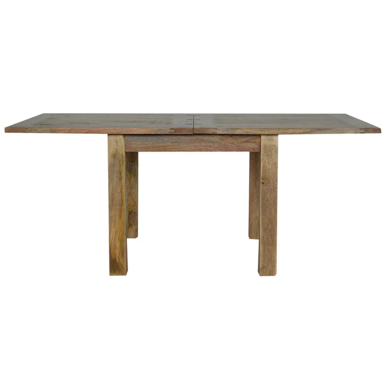 Solid mango wood butterfly extension dining table extended to seat six people