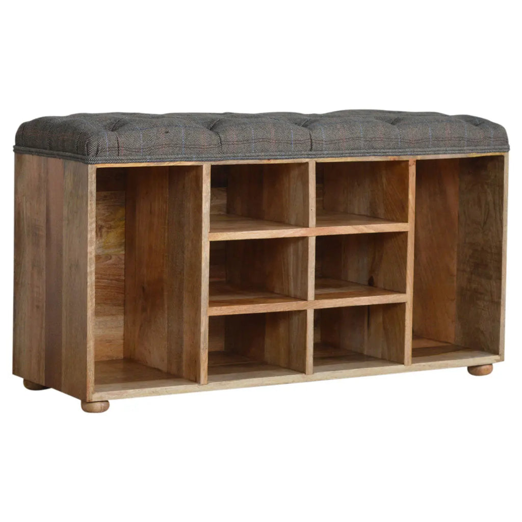 Multi Tweed Open Shoe Storage Bench - Avivra