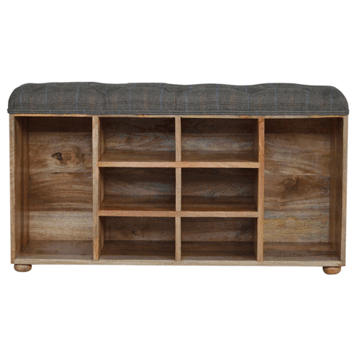Multi Tweed Open Shoe Storage Bench - Avivra