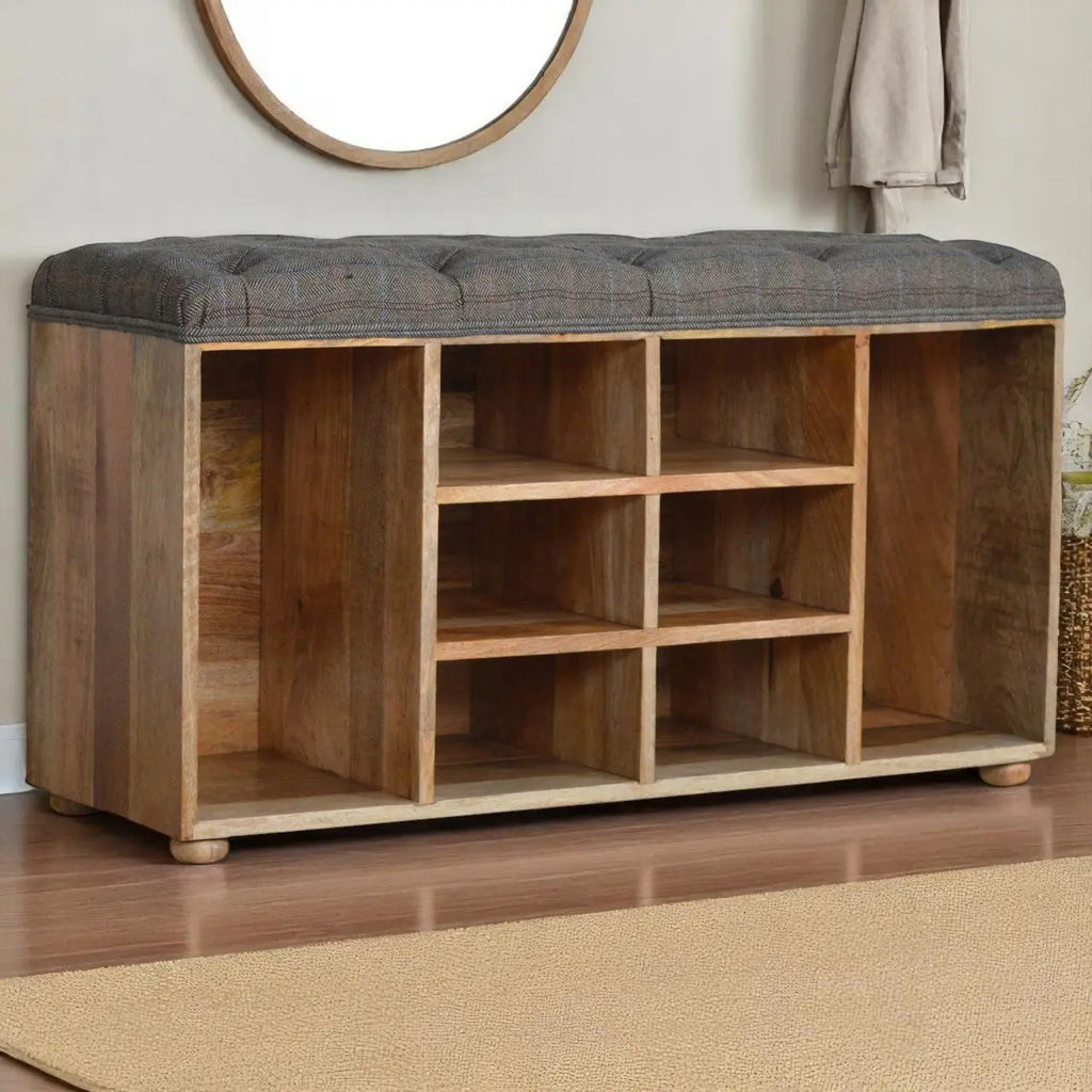 Multi Tweed Open Shoe Storage Bench - Avivra