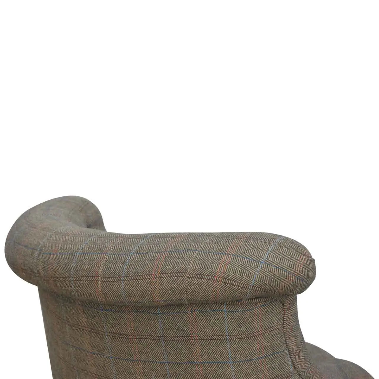 Multi Tweed Accent Chair – Hand-Carved Solid Mango Wood - Avivra