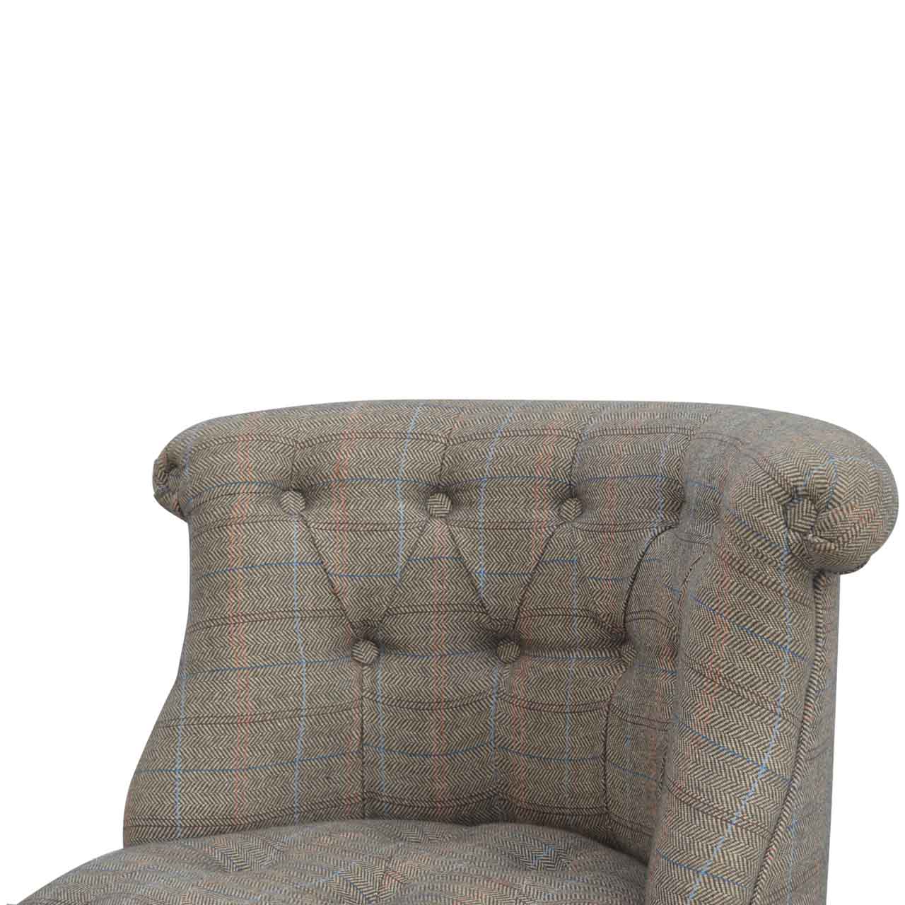 Multi Tweed Accent Chair – Hand-Carved Solid Mango Wood - Avivra