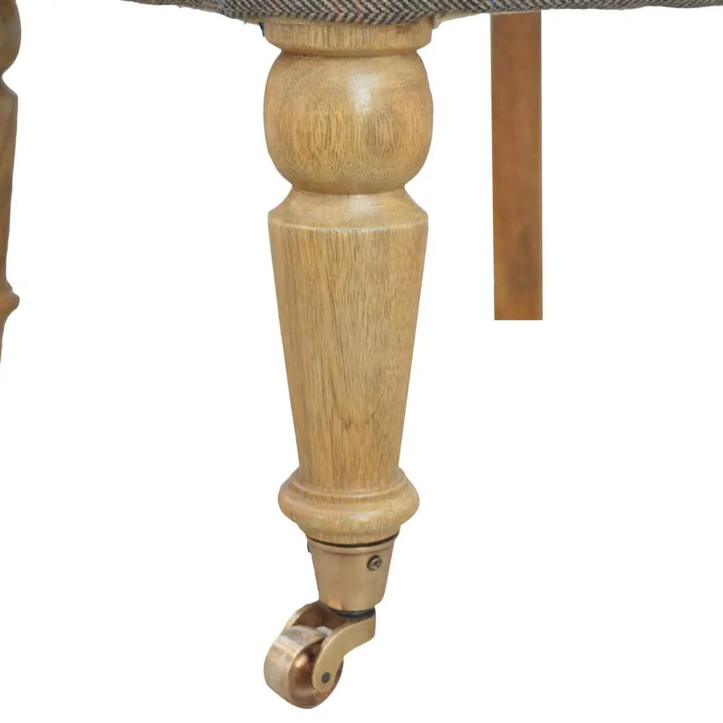 Multi Tweed Accent Chair – Hand-Carved Solid Mango Wood - Avivra