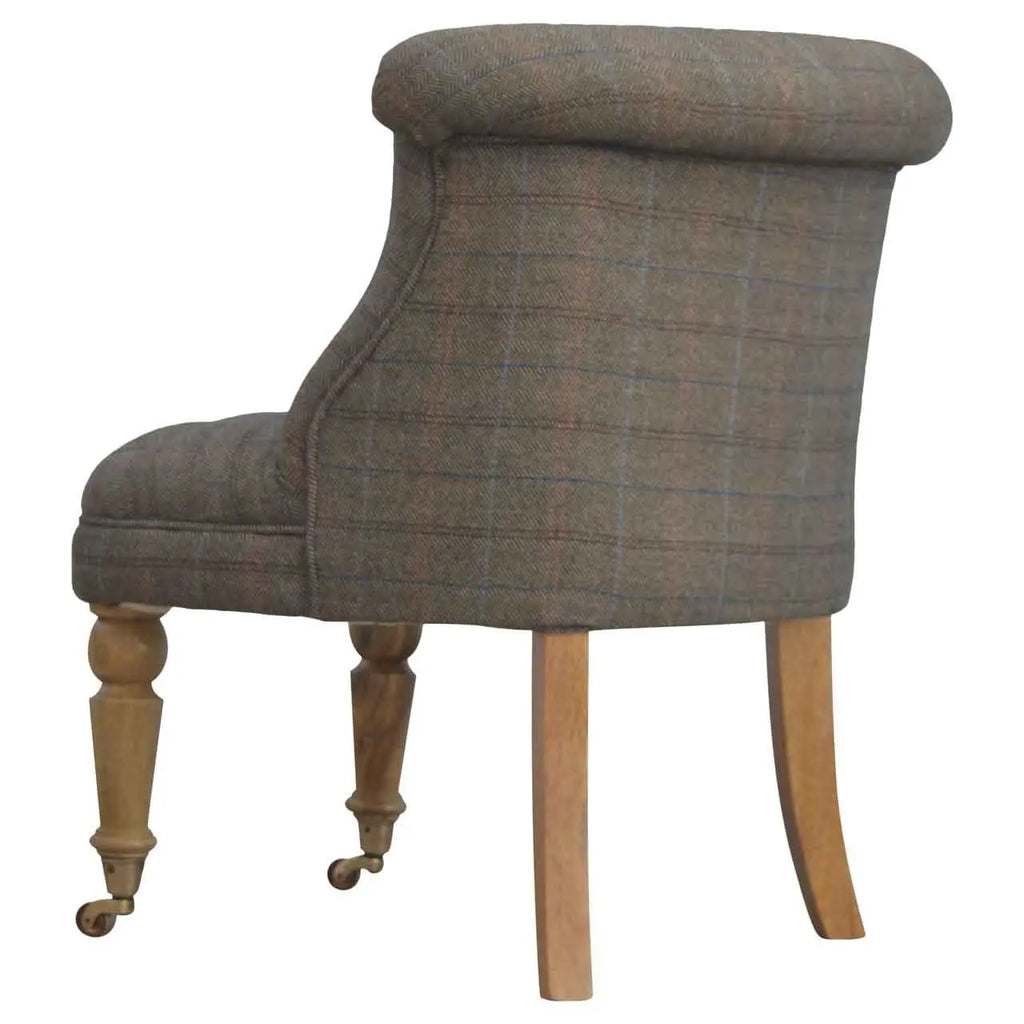 Multi Tweed Accent Chair – Hand-Carved Solid Mango Wood - Avivra