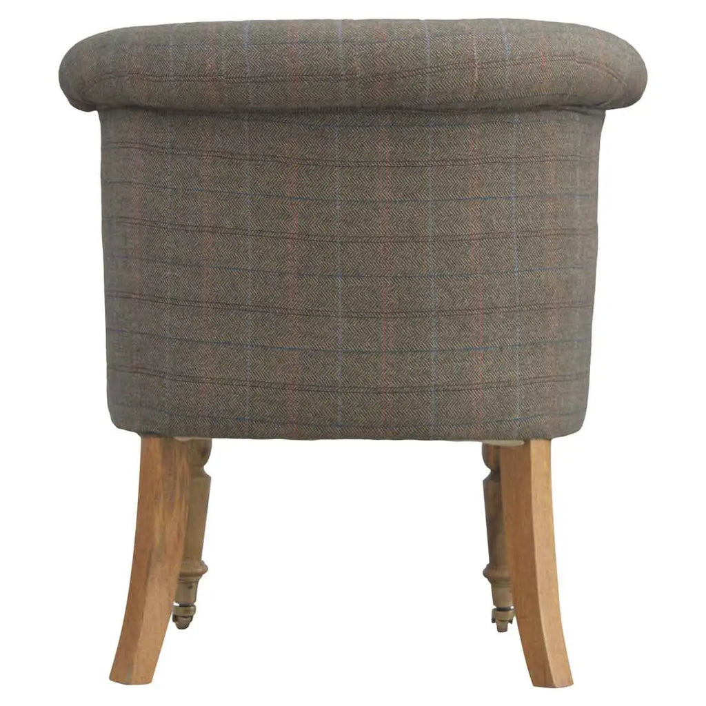 Multi Tweed Accent Chair – Hand-Carved Solid Mango Wood - Avivra