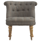 Multi Tweed Accent Chair – Hand-Carved Solid Mango Wood - Avivra