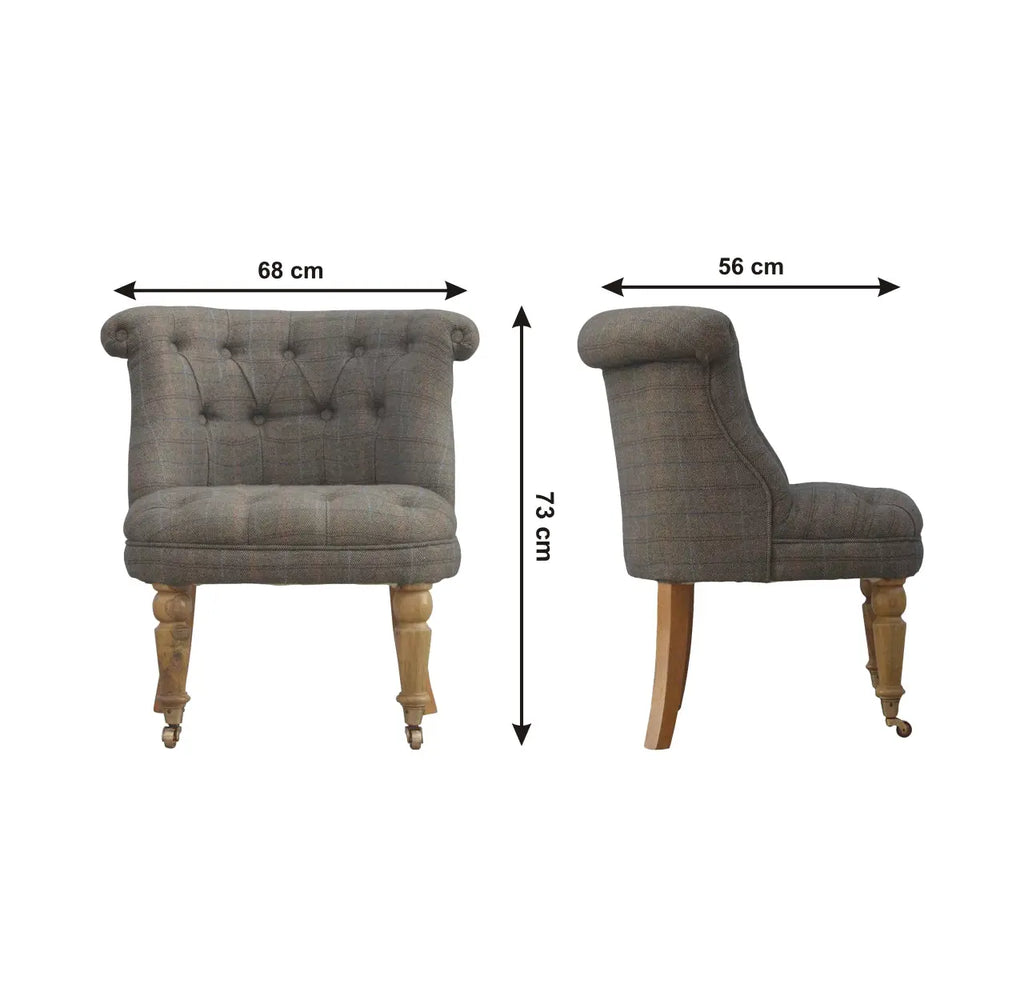 Multi Tweed Accent Chair – Hand-Carved Solid Mango Wood - Avivra