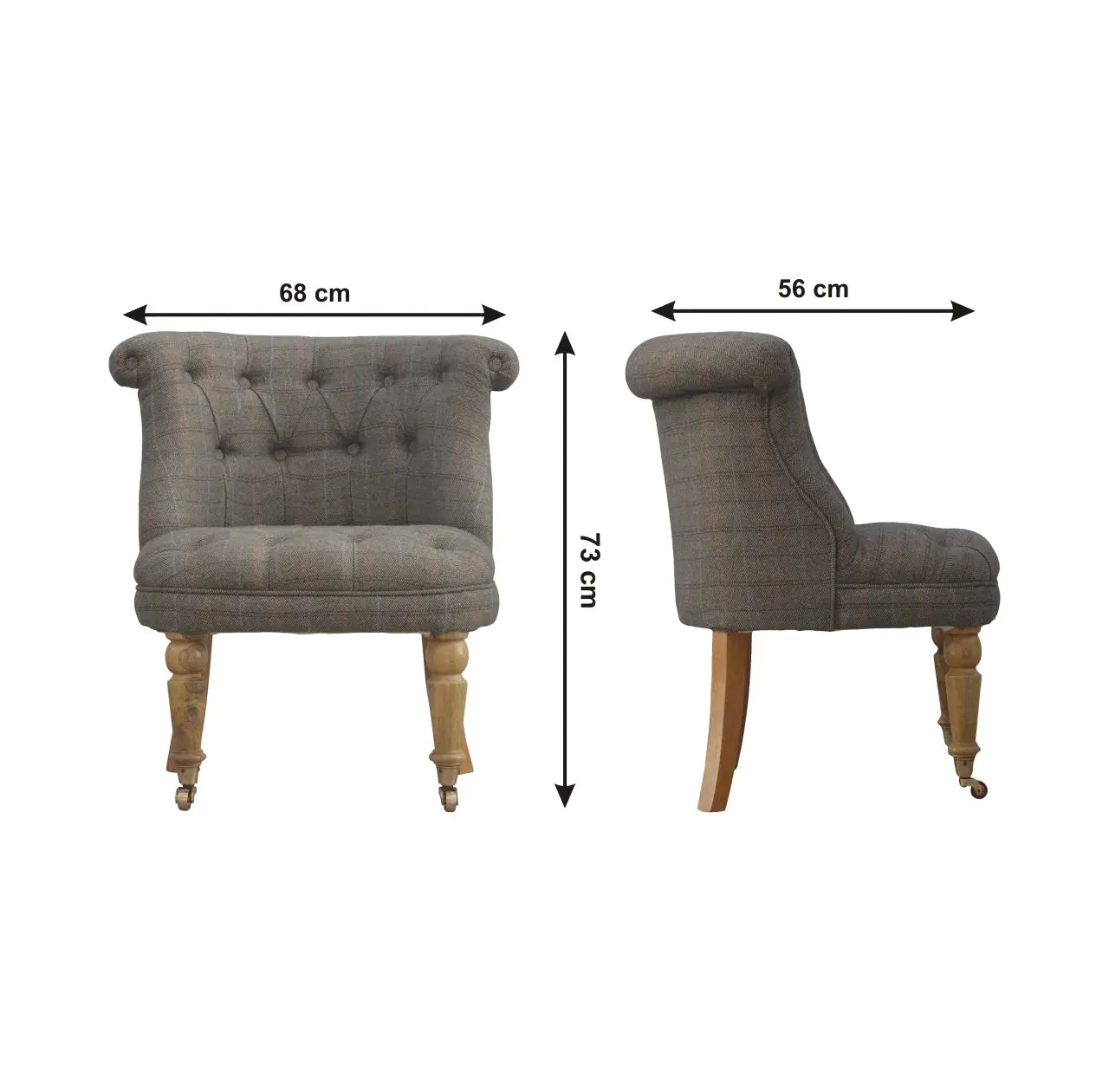 Multi Tweed Accent Chair – Hand-Carved Solid Mango Wood - Avivra