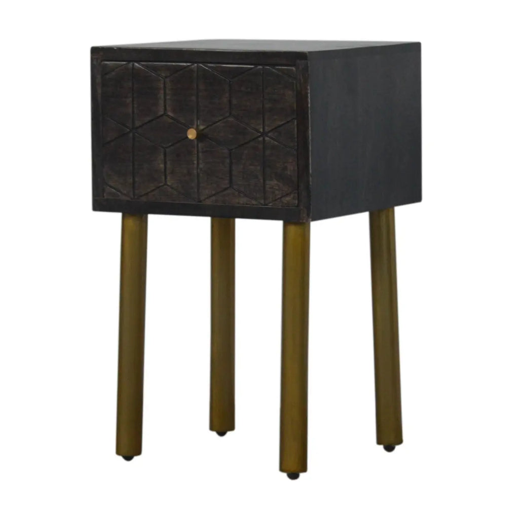 Doha Carved Mango Wood Nightstand - Avivra