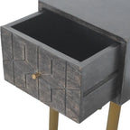carved mango wood nightstand with brass knob