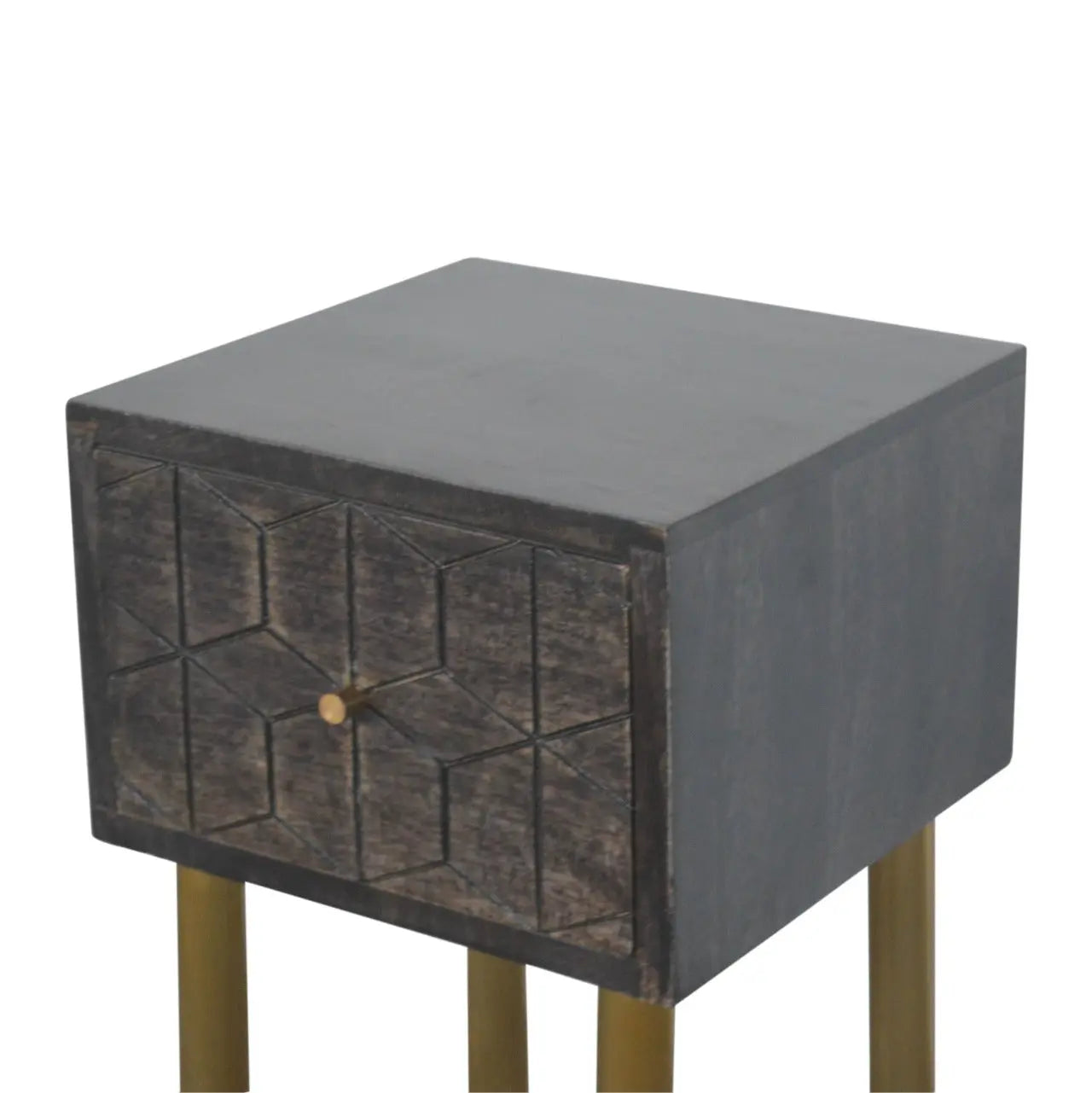 Doha Carved Mango Wood Nightstand - Avivra