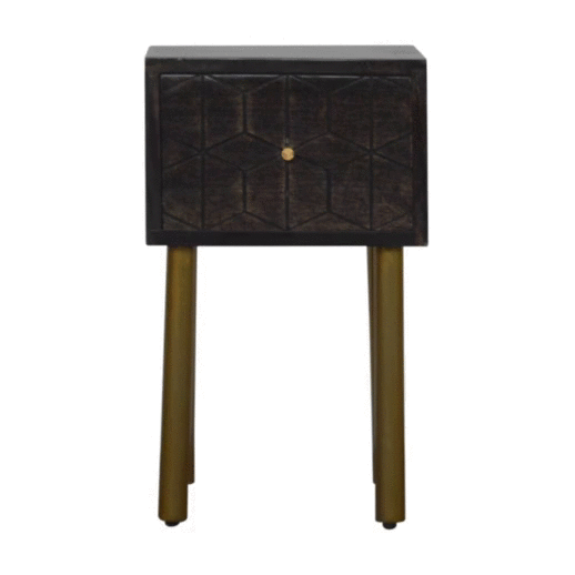 Doha Carved Mango Wood Nightstand - Avivra