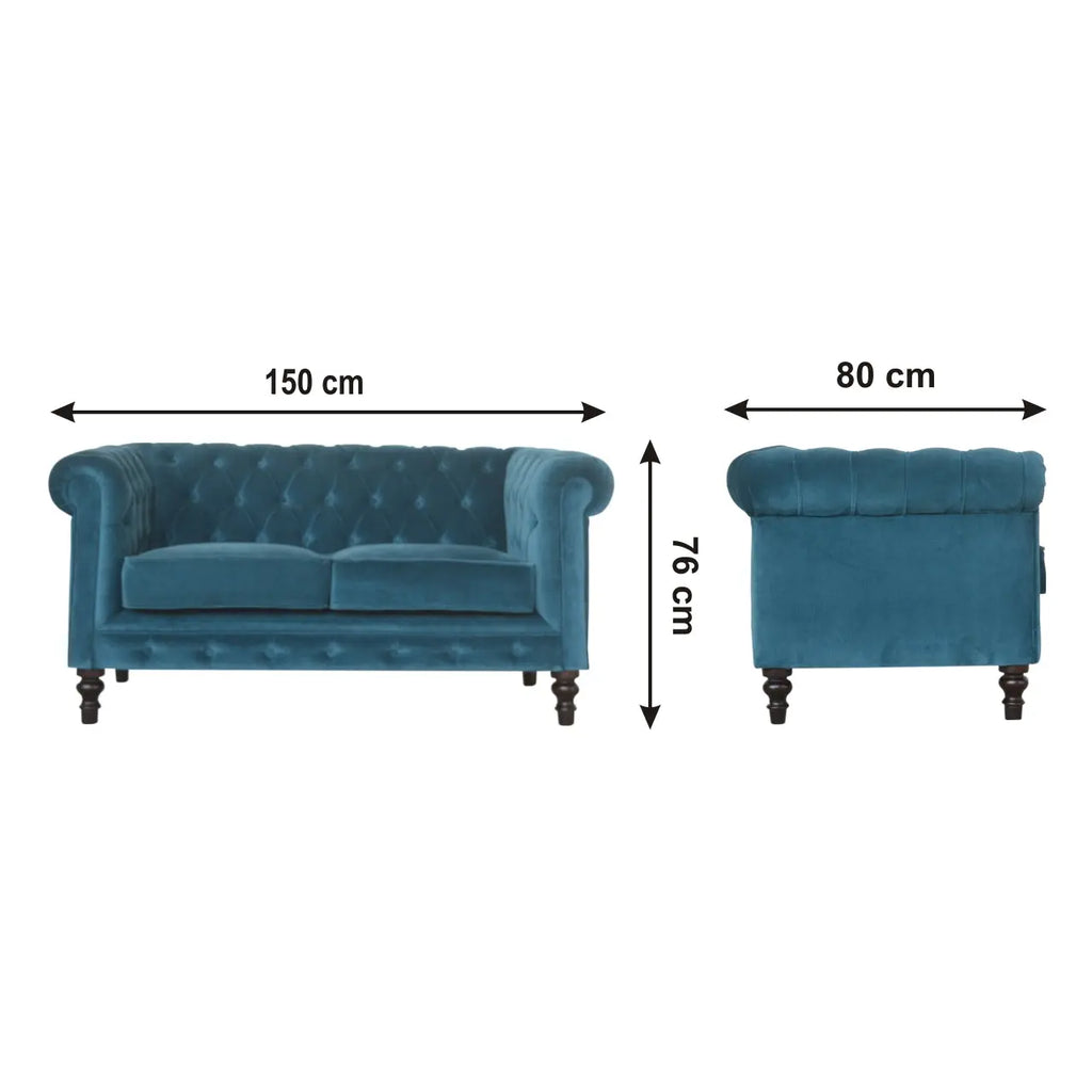 Teal Velvet Chesterfield Sofa - Avivra