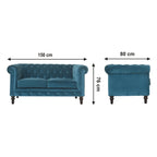 Teal Velvet Chesterfield Sofa - Avivra