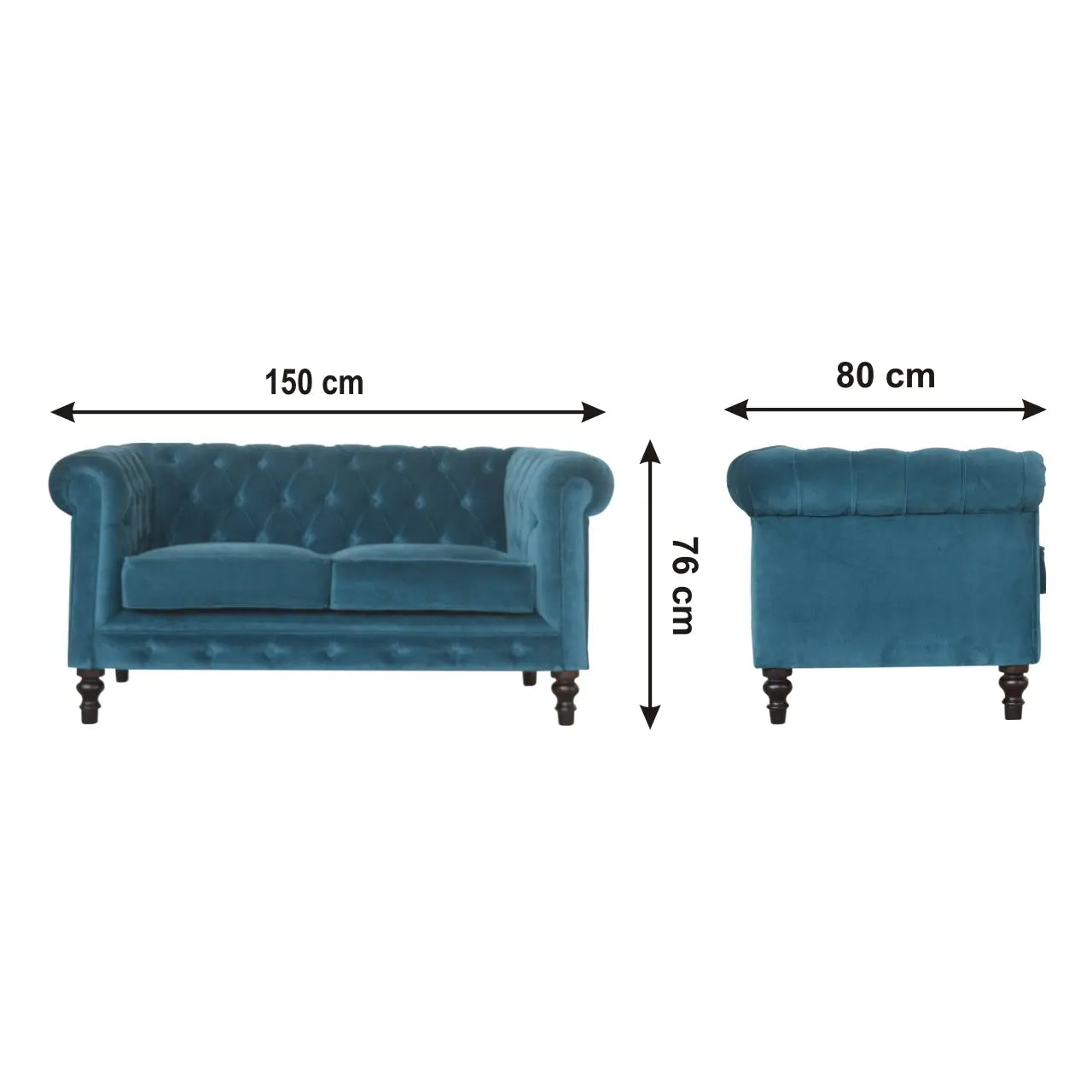 Teal Velvet Chesterfield Sofa - Avivra