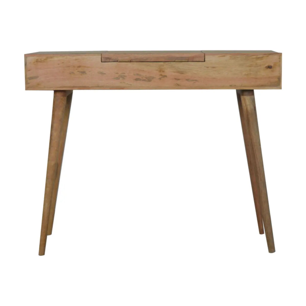 wooden vanity table with foldable mirror