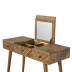 solid mango wood dressing table with carved drawers