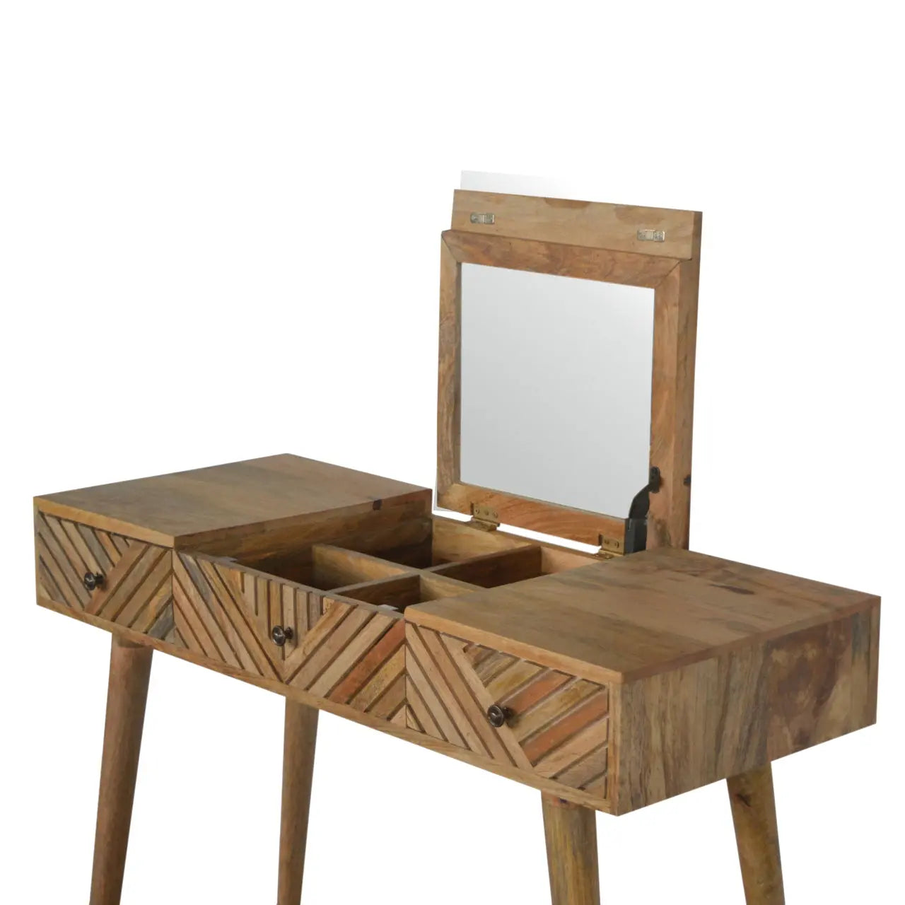 solid mango wood dressing table with carved drawers