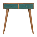 acadia teal console table crafted from solid mango wood
