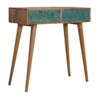 Acadia Teal Console Table | Hand-Carved Cube Design - Avivra