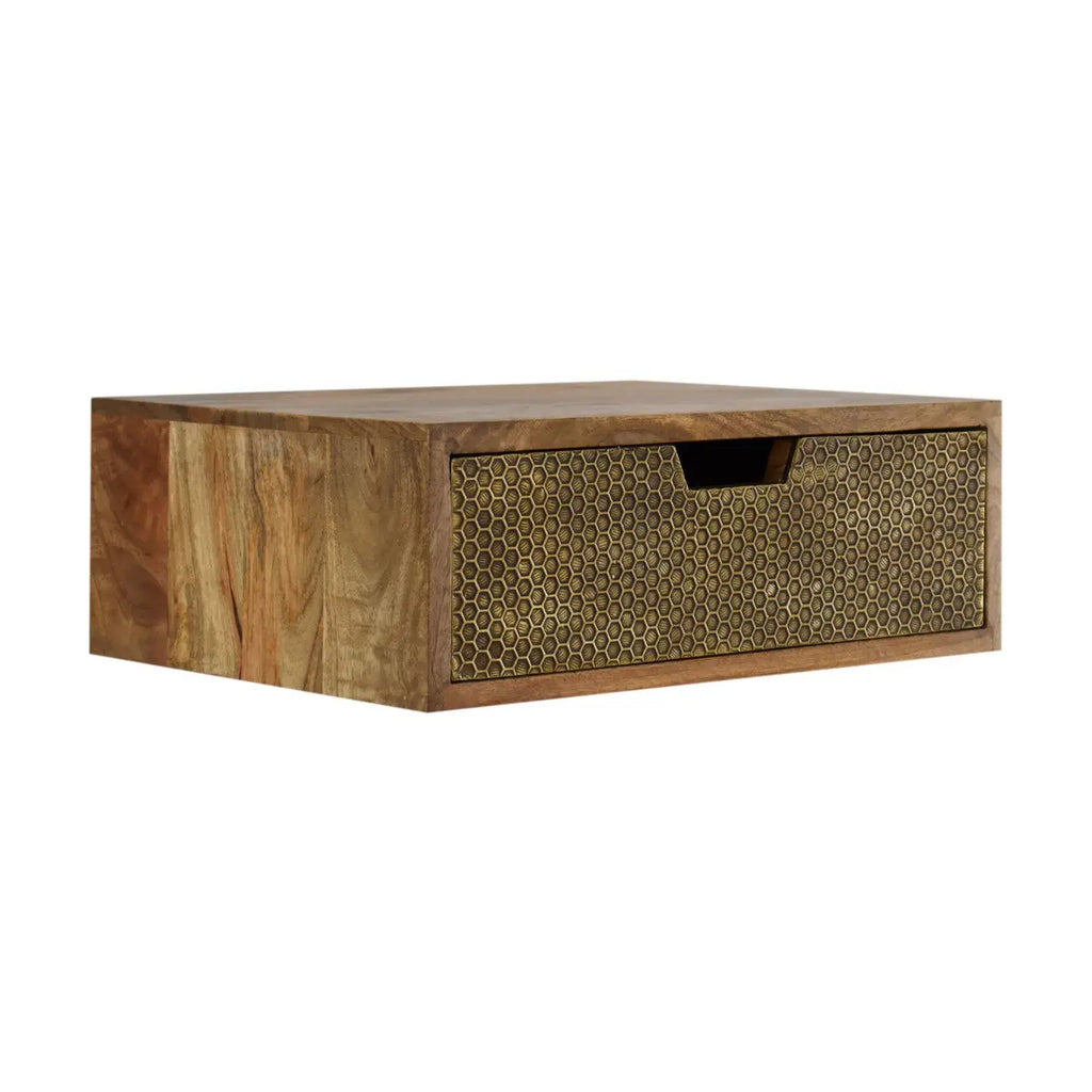 Floating Honeycomb Brass Nightstand - Avivra