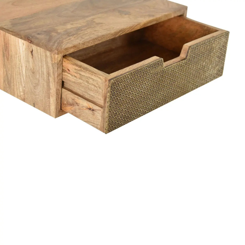 Floating Honeycomb Brass Nightstand - Avivra