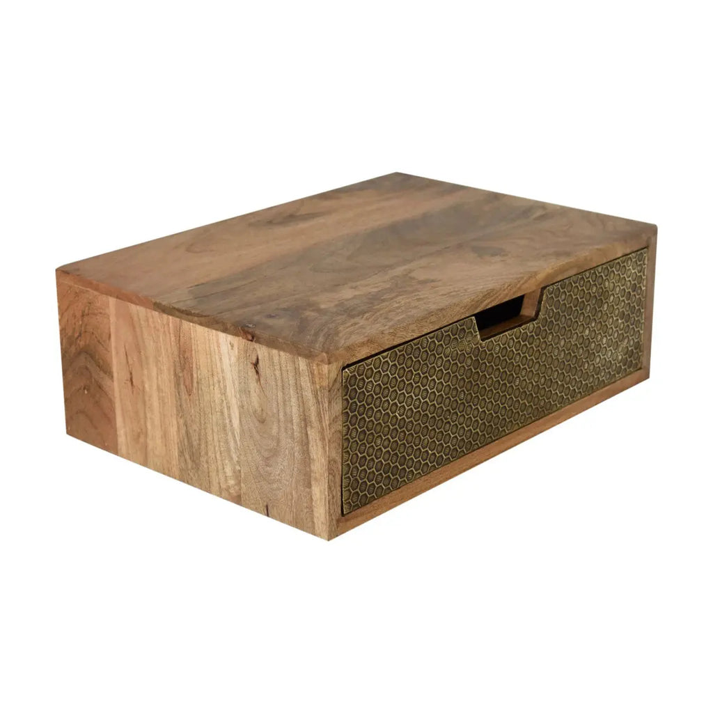 Floating Honeycomb Brass Nightstand - Avivra