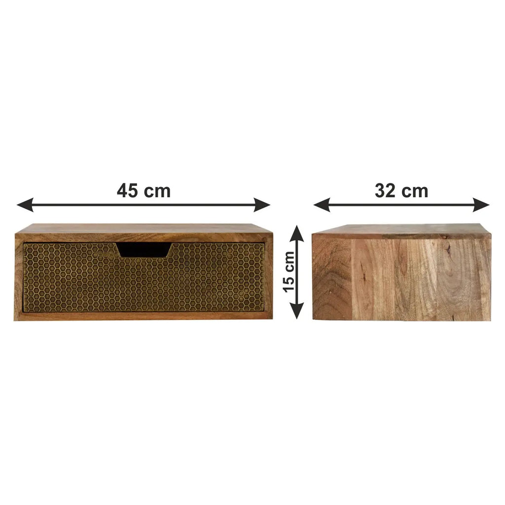 Floating Honeycomb Brass Nightstand - Avivra