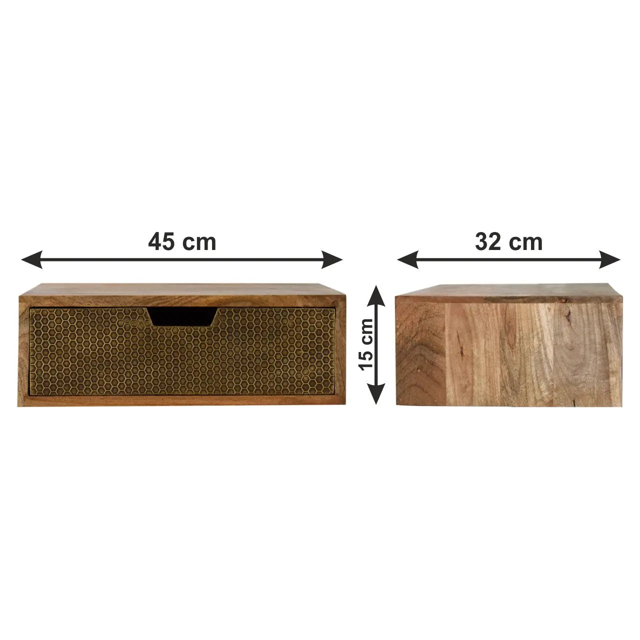 Floating Honeycomb Brass Nightstand - Avivra