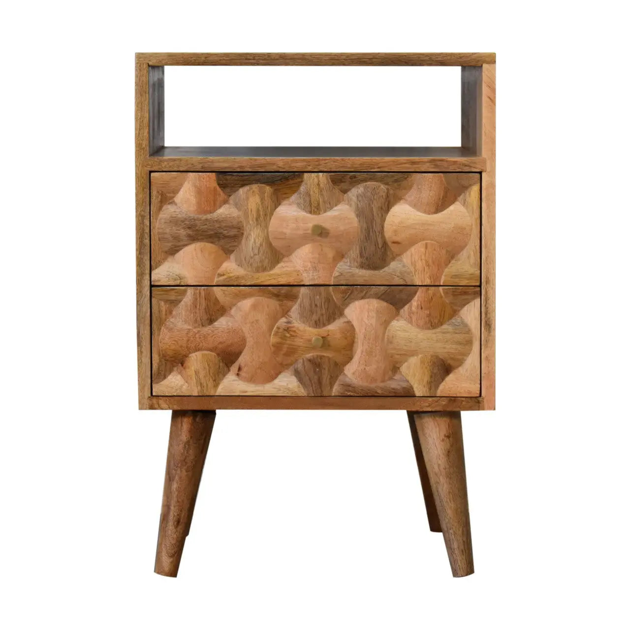 kita solid mango wood nightstand with brass knobs